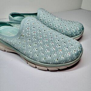 8.5 Wide Fit Skechers Women's Easy Going Rhinestone Knit Mules Glitz Strut Sage